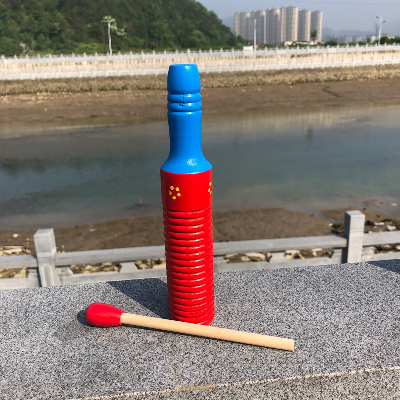 儿童打击乐器 单响筒 彩色加沟单响筒 幼儿园乐器玩具 木响玩具奥尔夫