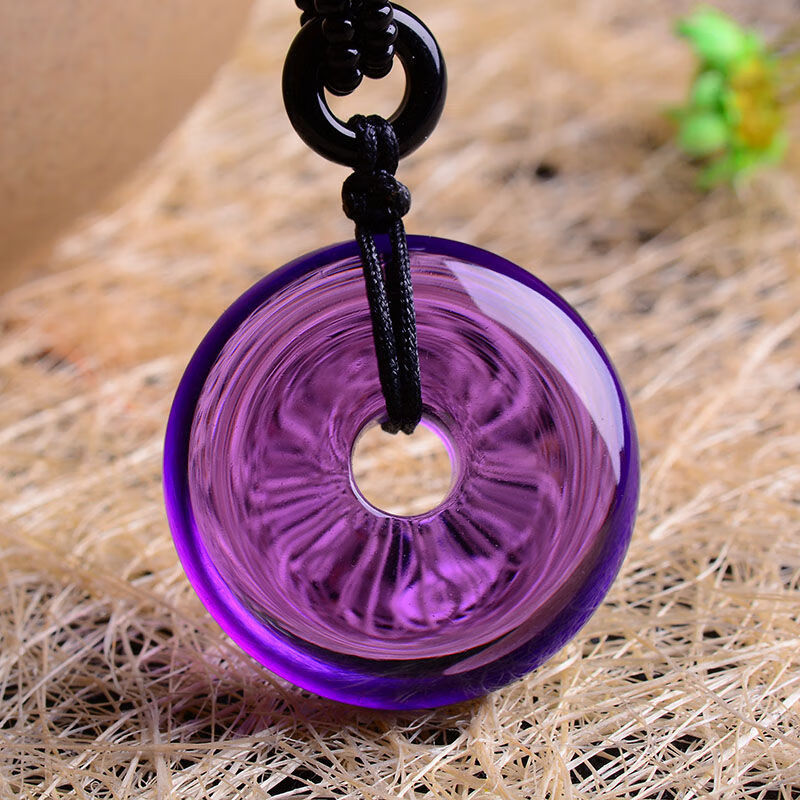 天然紫晶乌拉圭紫水晶平安扣 女圆圈吊坠项链 送礼 图片色