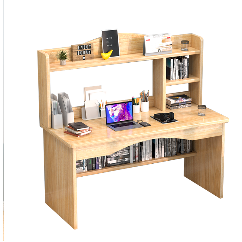 普派电脑桌家用书桌简易办公写字学习桌现代简约书架一体桌子 【钜惠】橡木色100cm