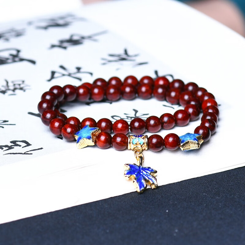 明叁正宗印度小叶紫檀6mm老料金星女士diy文玩手链手串自戴情人节礼物