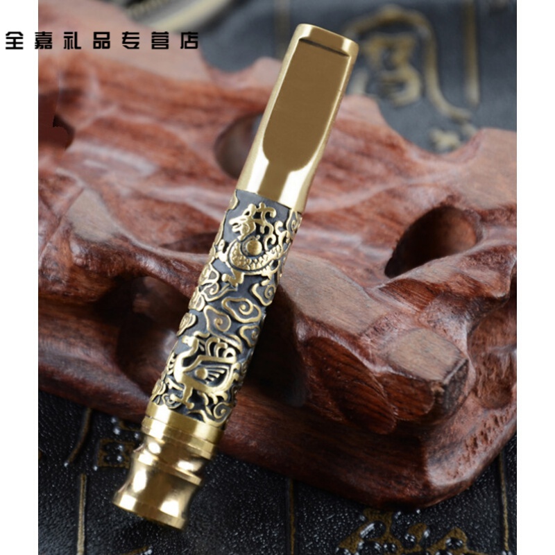 婕茵桐铜烟嘴 铜手工四神兽过滤烟嘴男循环型粗细两用 可清洗 四神兽