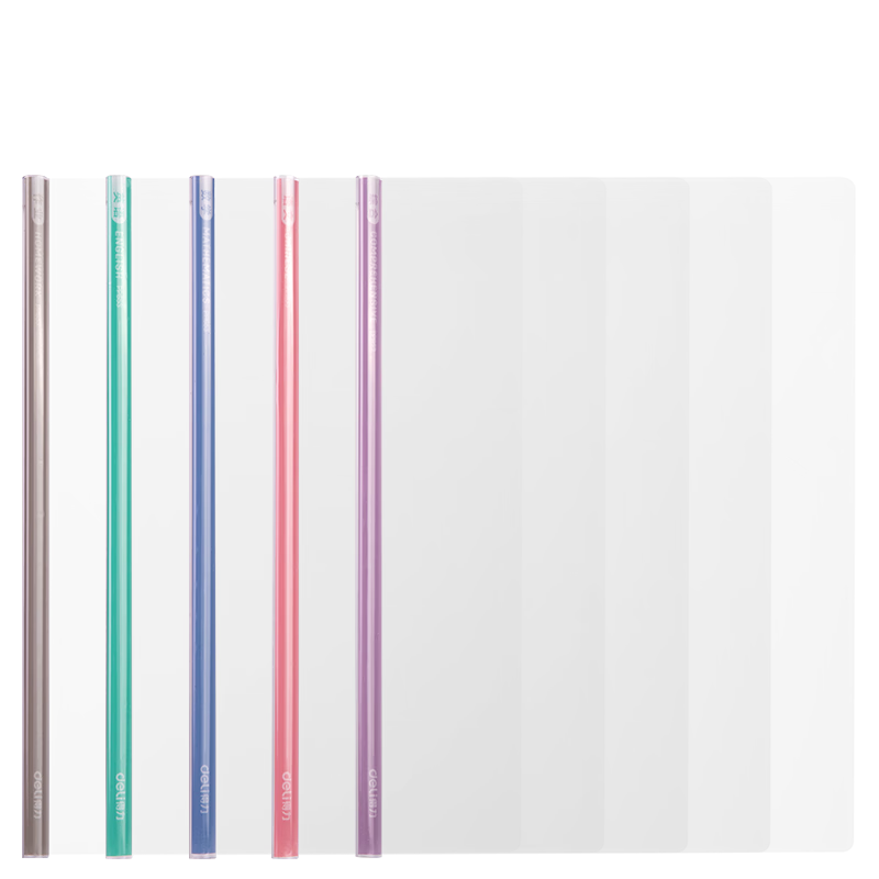 得力(deli)学科分类拉杆夹 5只装 A4/8mm文件夹水滴杆抽杆夹学生试卷夹资料册报告收纳夹 PP653