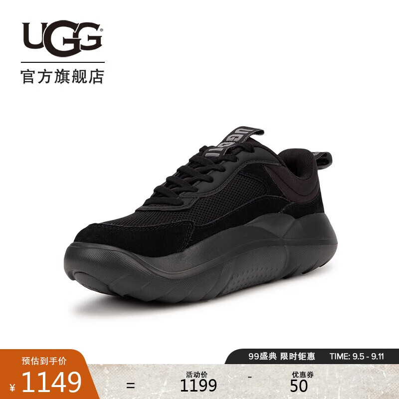 UGG秋季新款系带厚底圆头老爹休闲鞋1166011BLK|黑色39