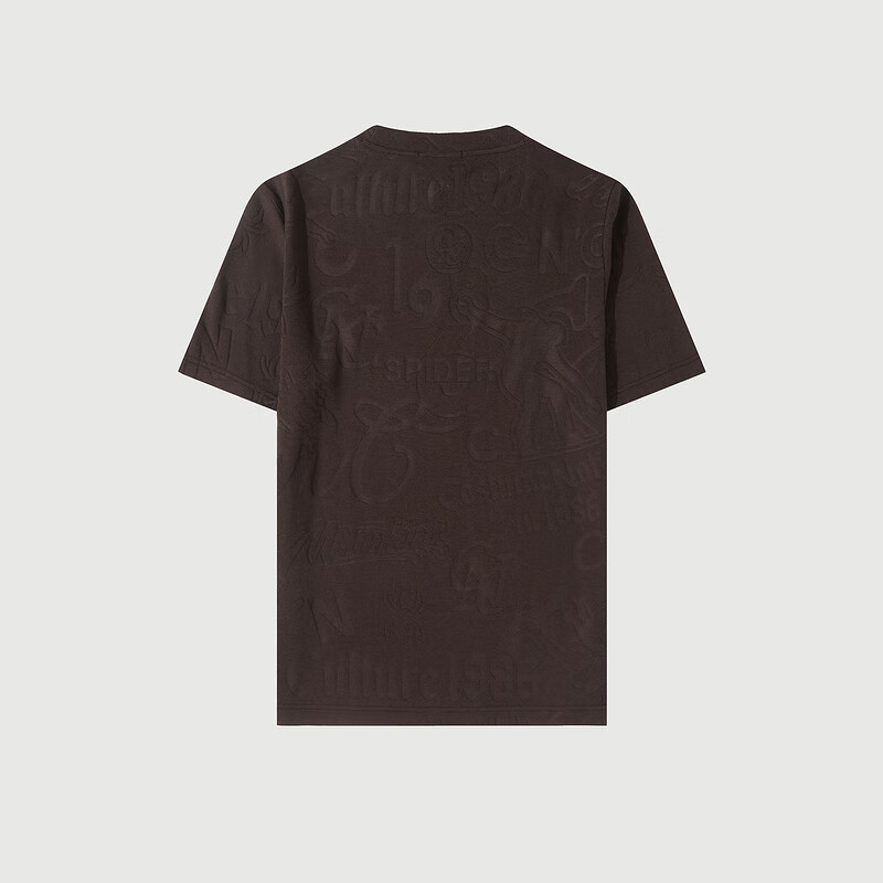 C'N'C【奢侈品衣服】CNC男装秋冬新款基础版型圆领短袖T恤个性满身提花 深咖 50 /M/(175/92A)