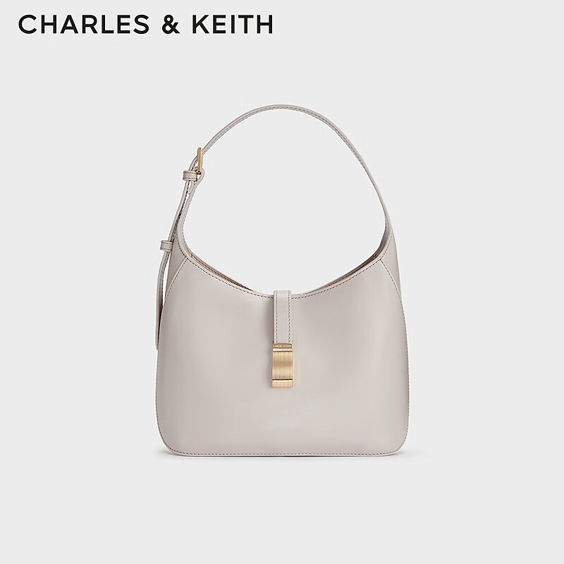 CHARLES&KEITH24春季新品大容量简约hobo腋下包托特包包女包女士CK2-20782328 Oat燕麦色 M