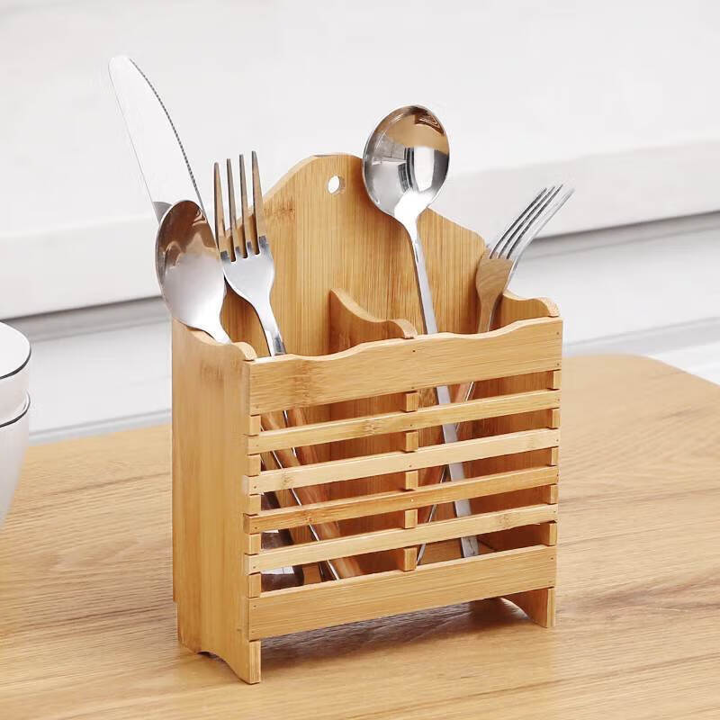 vse木质天然楠竹筷笼子沥水挂式家用加厚实木筷筒壁挂式筷子筒筷架 双