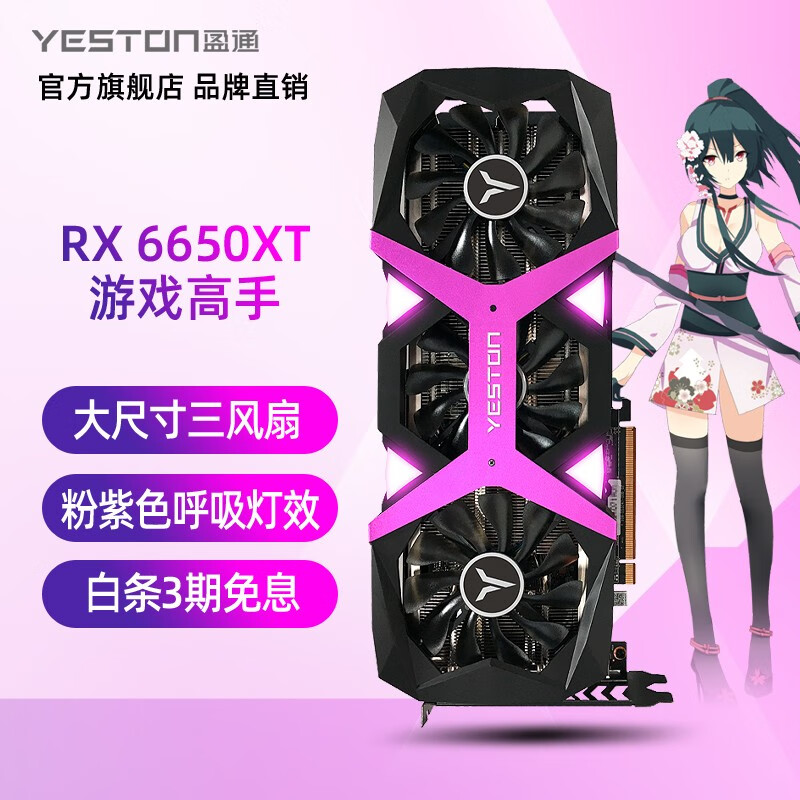 盈通（yeston） AMD RX6650XT 8G D6 台式机电脑游戏显卡 RX6650XT 8G D6 游戏高手