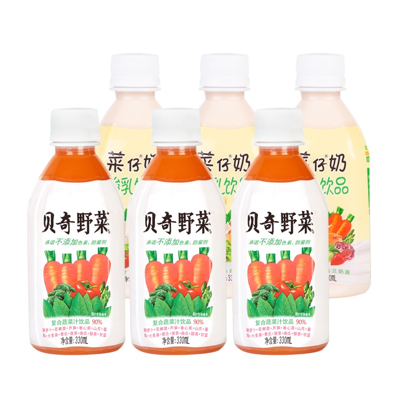 贝奇混合12种蔬菜 贝奇野菜 乳酸菌饮品 混合口味6瓶装 野菜汁3瓶 菜
