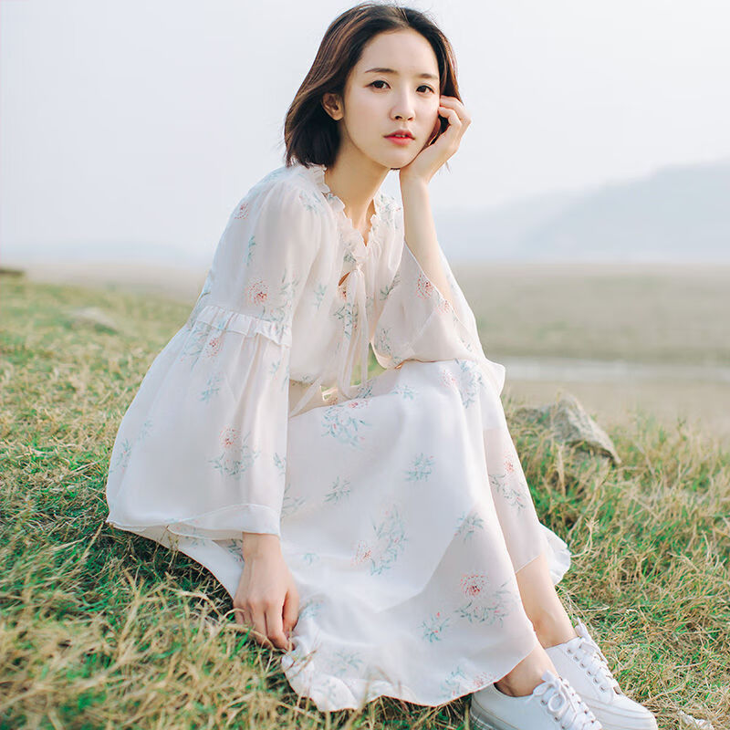 知特(zhite)裙子夏天长裙到脚踝春夏新款女碎花九分