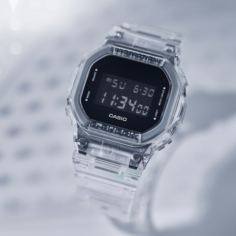 卡西欧(casio)g-shock冰韧透明系列 防水led照明男女运动手表 dw-5600