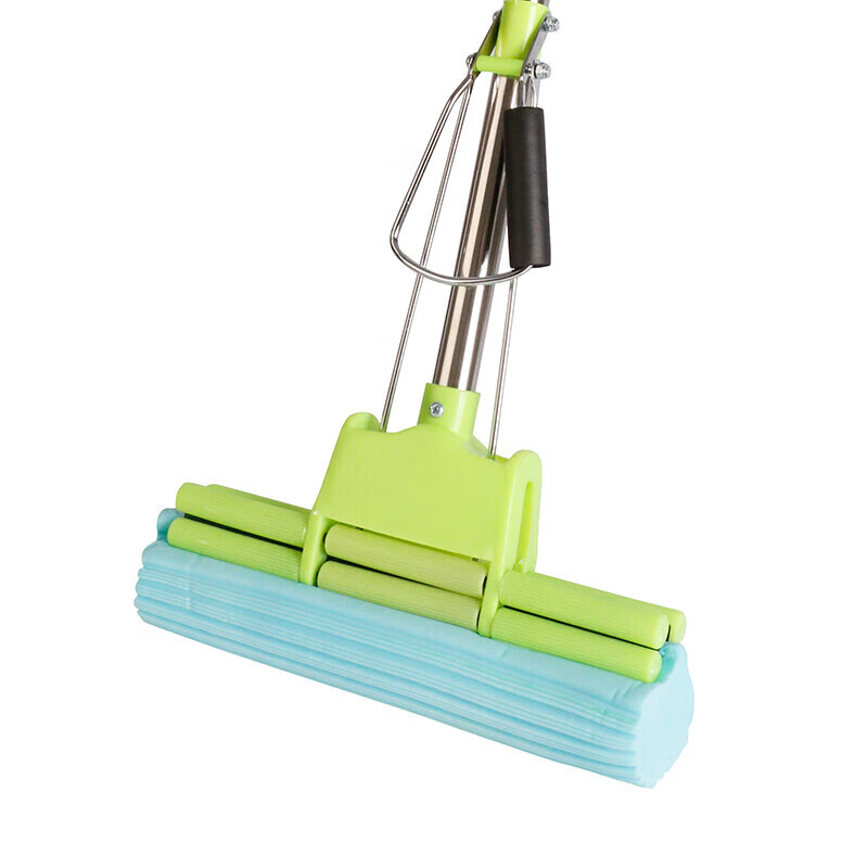 标燕【混色颜色随机普通款】吸水胶棉拖把可伸缩多功能不锈钢海绵免手