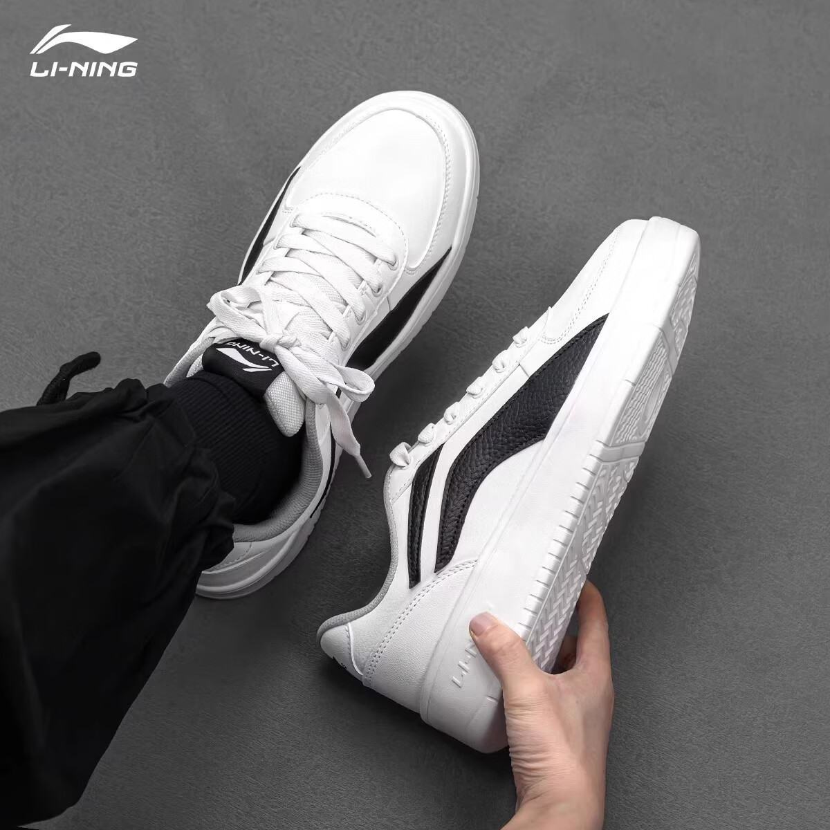 李宁板鞋男款春秋季款新款潮流白色空军一号低帮小白鞋休闲男鞋 [款式