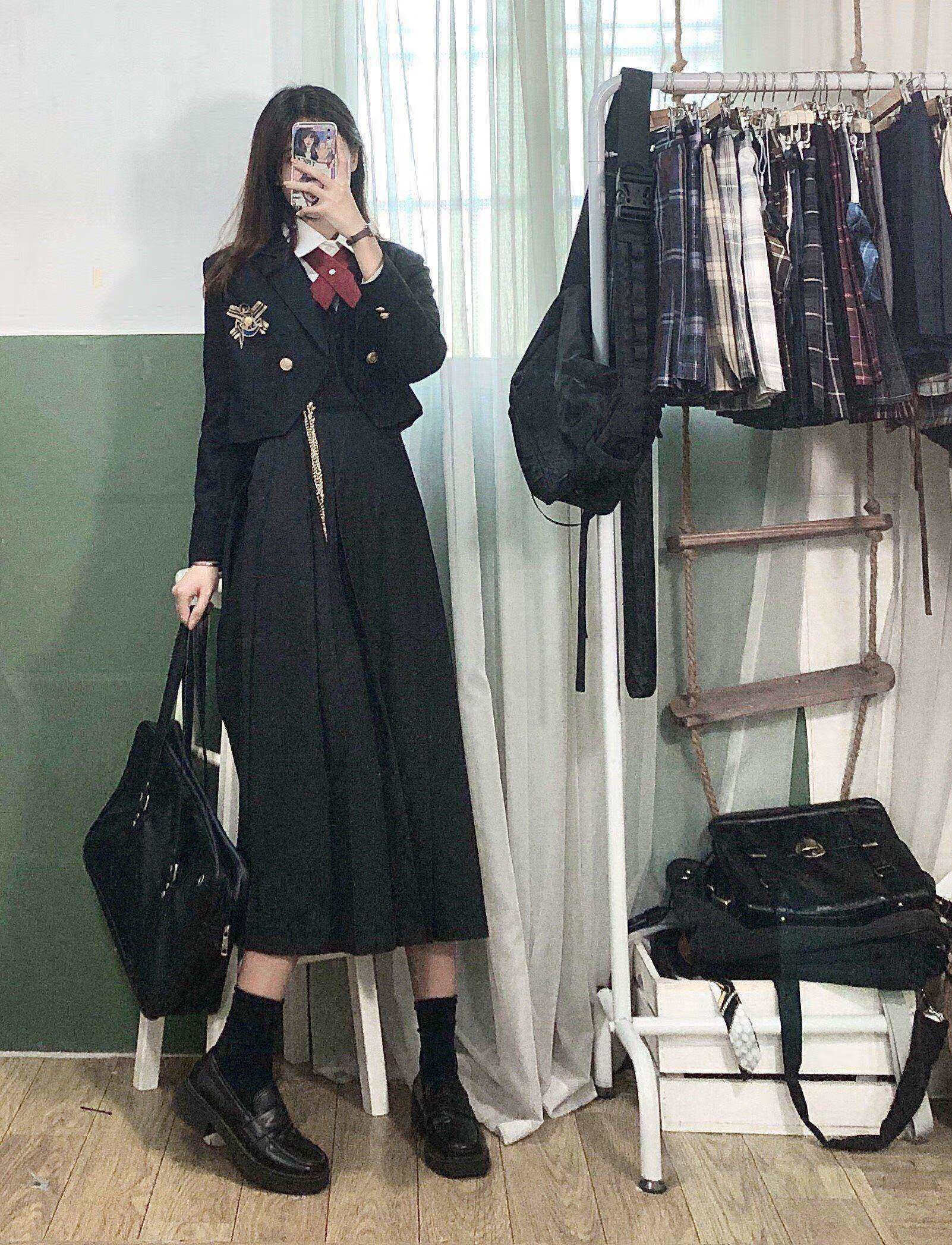 stars and youjk制服jk制服超a学姐洋气护奶背带连衣百褶长裙西装外套