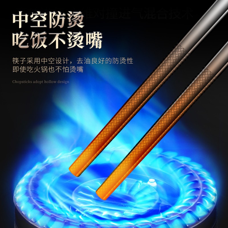 莱柏顿 316L不锈钢筷子防滑防烫家用学生金属筷子分餐筷耐高温成人筷子 316L抑菌筷【成人款24cm】 5双