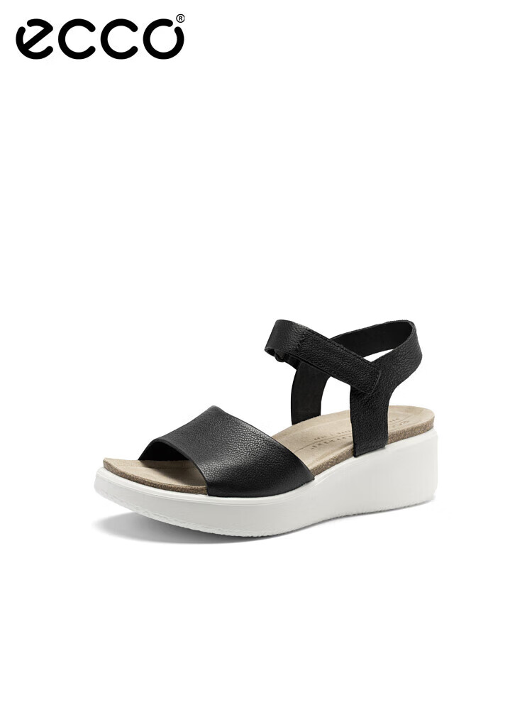 爱步(ecco)凉鞋女 时尚厚底增高一字带凉鞋 柔畅酷型系列272313 米色
