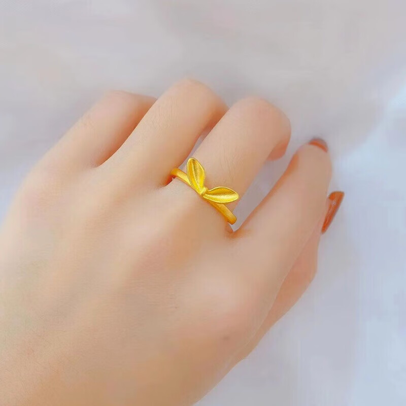 玉旺轩兔子戒指本命年简约可爱兔耳朵生肖兔年指环 转运兔耳朵