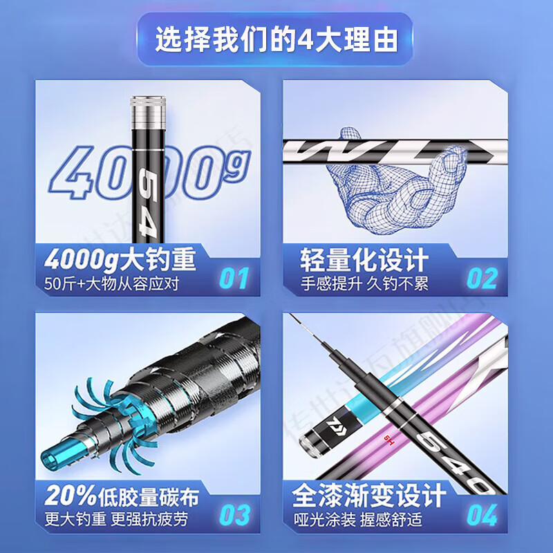 传世达瓦官方达瓦一击鱼竿手竿十大旗舰品牌超轻超硬轻量大物竿钓鱼竿套装 5H28调 5.7米【轻量手感】+礼包