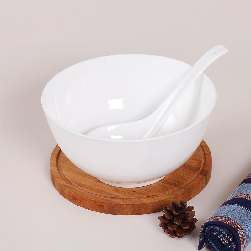 斯凯绨skytop斯凯绨 陶瓷面碗大号骨瓷米饭碗纯白2件装 6英寸奥碗