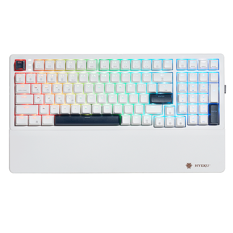 Hyeku 黑峡谷 E2 Pro 99键 2.4G蓝牙 多模无线机械键盘 星光白 苍岭轴 RGB