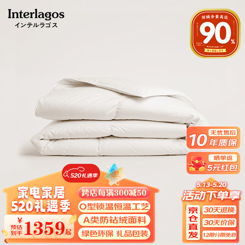 Interlagos日本进口90%空调被羽绒薄被四季被酒店静音夏凉被子夏季被芯 空调夏凉被(90%白鹅绒) 200x230cm