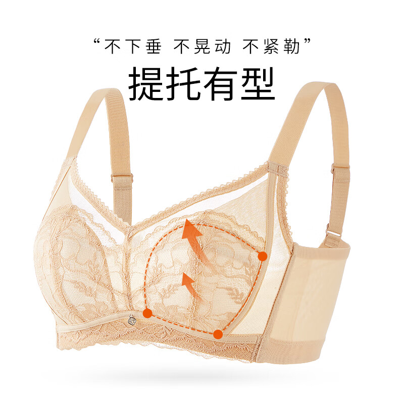 千奈美调整型侧比无胶骨薄款无钢圈收副乳防下垂大胸显小文胸罩 橄榄绿 90B