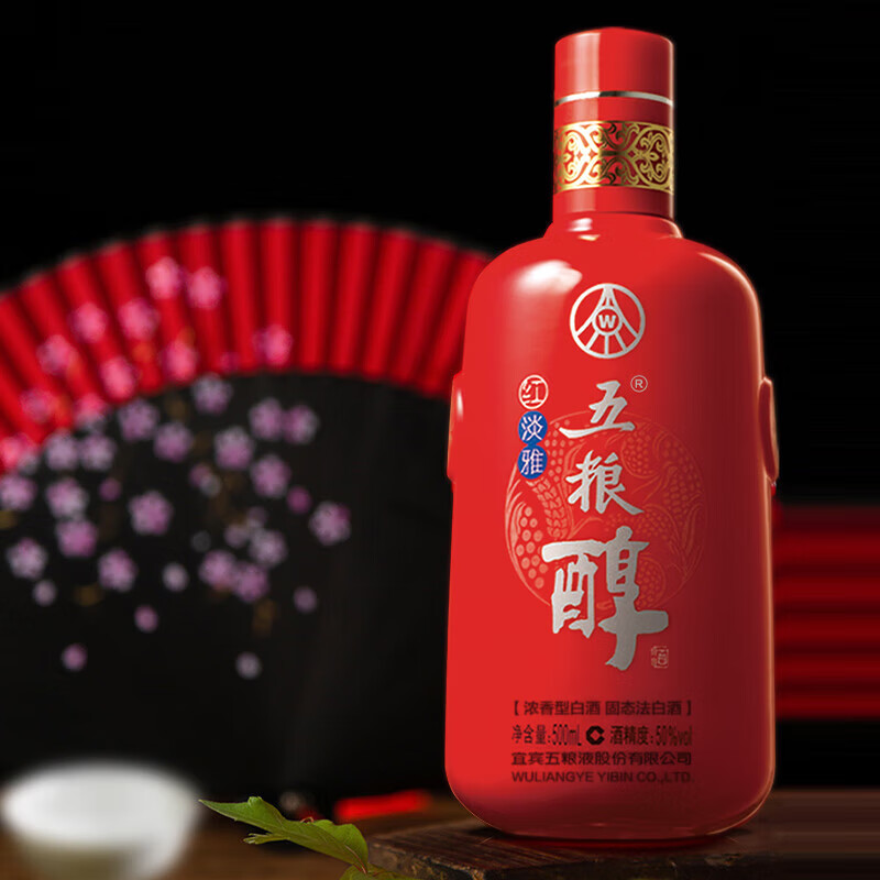 五粮醇红淡雅【酒厂直营】纯粮酒 节日送礼自饮 浓香型白酒 50度 500mL 6瓶 整箱