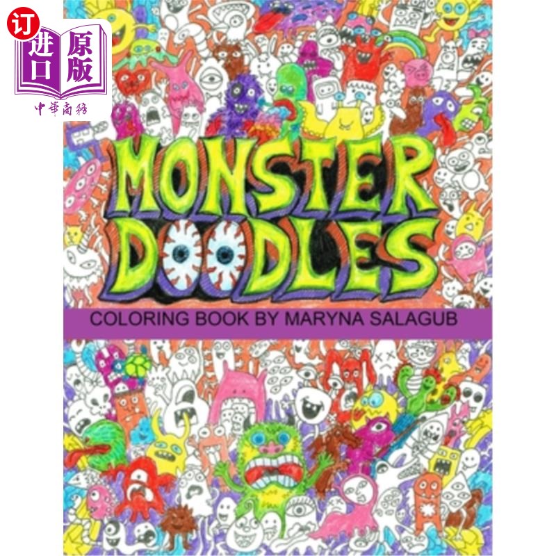 海外直订doodle monsters coloring book paperback 涂鸦怪兽涂色平装