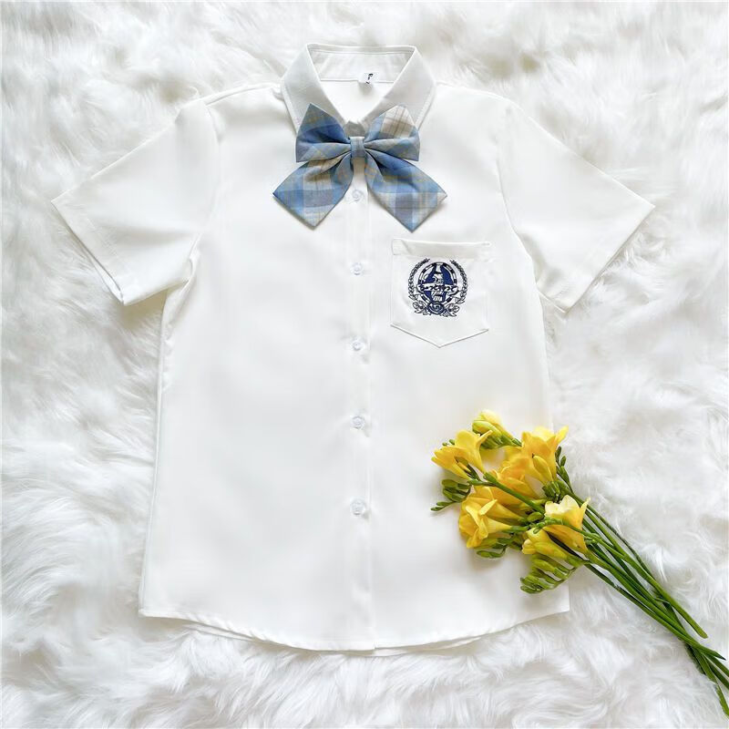 亚永凌jk制服衬衫女短袖2024年夏季学生白衬衣设计感小众刺绣上衣