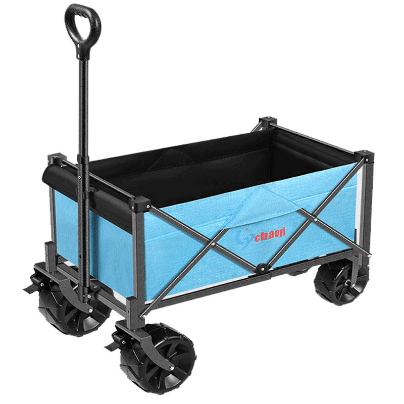 鲸伦 新升级双刹户外野营露营推车营地车折叠便携野餐小推拉拖车 大号蓝色85*50*54cm