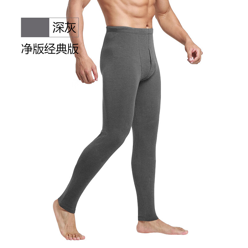 佧森滋羊毛护膝男士保暖裤男裤加厚牙签条阳离子德绒秋裤男款打底裤秋冬 深灰色 XL