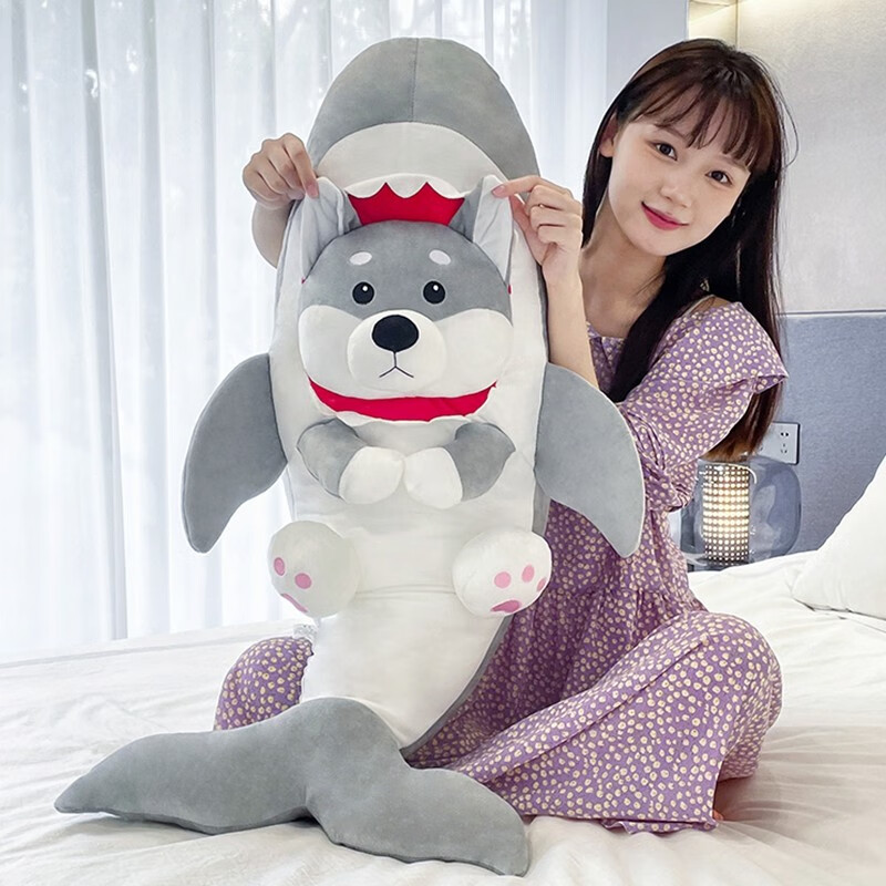 捉趣(zhuoqu)傻鲨狗公仔抱枕玩偶恶搞怪毛绒玩具女孩布娃娃睡觉安抚女