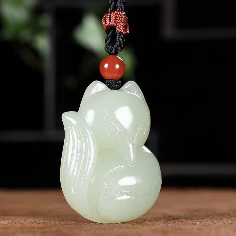 洁玉堂新疆和田玉狐狸吊坠玉石九尾狐挂件玉佩项坠女士款饰品玉坠时尚