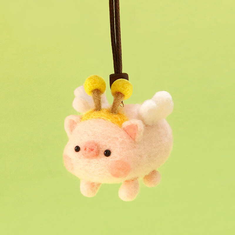 制作材料包初学者简单自制圣诞新年礼物可爱小猪 飞上天[挂绳 工具]