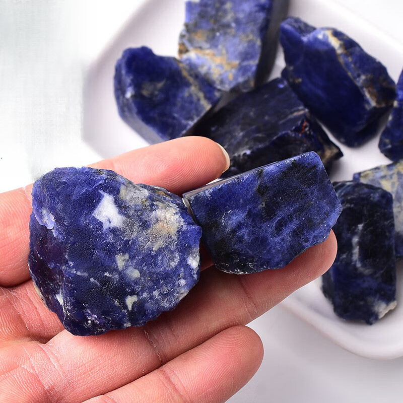 入古天然蓝纹石原石摆件雕刻原料蓝色方钠石原料矿物标本水晶矿石摆件