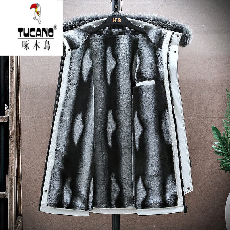 啄木鸟（TUCANO）羽棉绒服男中长款冬季抗寒2025新款保暖派克服冬装男加绒衣服外套 911黑红色 (人造棉升级加绒款) M