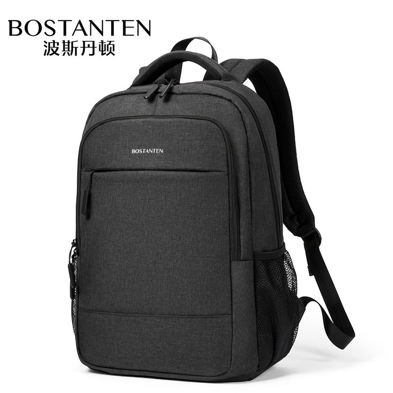 波斯丹顿双肩包男商务休闲男士包时尚潮流大容量学生书包电脑背包 深灰色