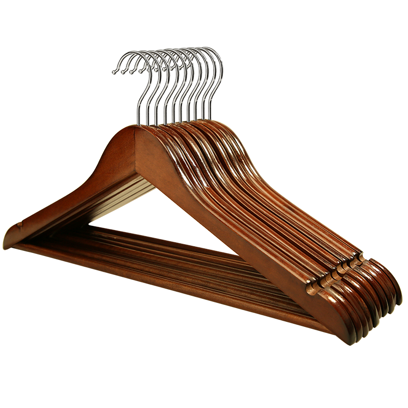 佳佰 衣架木质衣架子实木衣架衣服挂木质晾衣架无痕衣撑子防滑晒衣架复古色 10支装