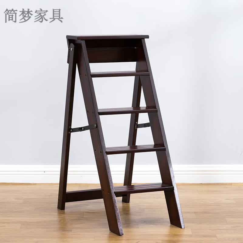 anst五步梯实木多功能可折叠五步梯子室内家用人字梯木质简易踏步台阶