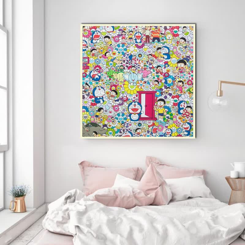 艺海识真村上隆《哆啦a梦大任意门》布面版画京都展限定装饰画106x106