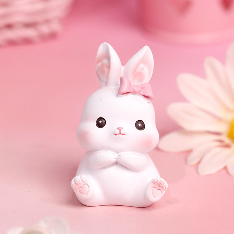 兔子车载车内饰品车摆创意可爱烘焙儿 呆萌兔兔 糯米兔迷你树脂摆件