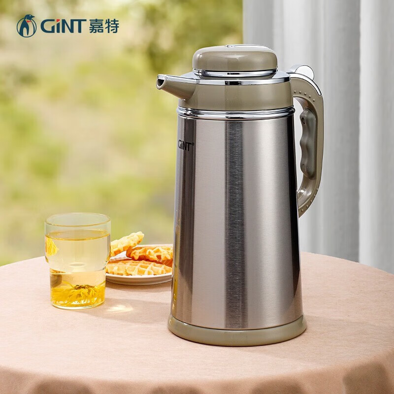 嘉特(gint)一键出水保温壶家用玻璃内胆热水壶大容量保温瓶办公室酒店