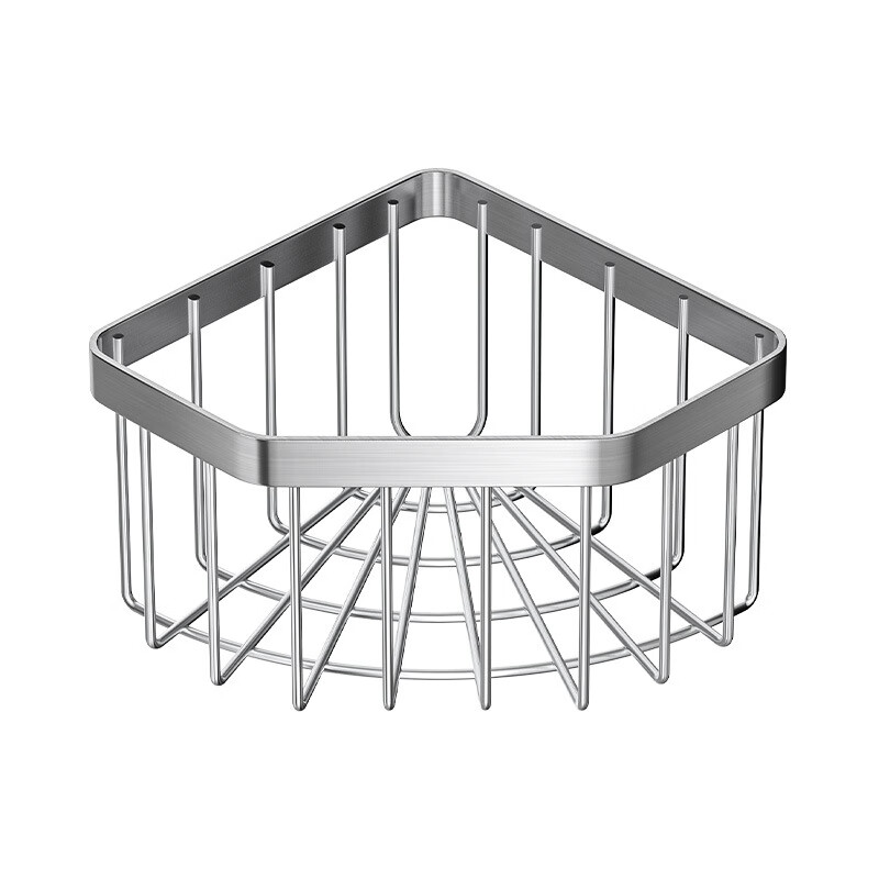 不锈钢厨房物架转角水池槽钢丝球百洁布收纳沥水篮免打孔 拉丝-不锈钢 角篮