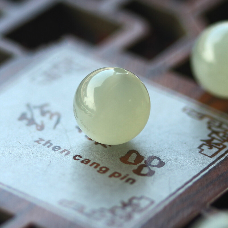 和田玉散珠 玉珠珠子圆珠配珠手链手串珠diy项链玉首 偏青色直径6mm单