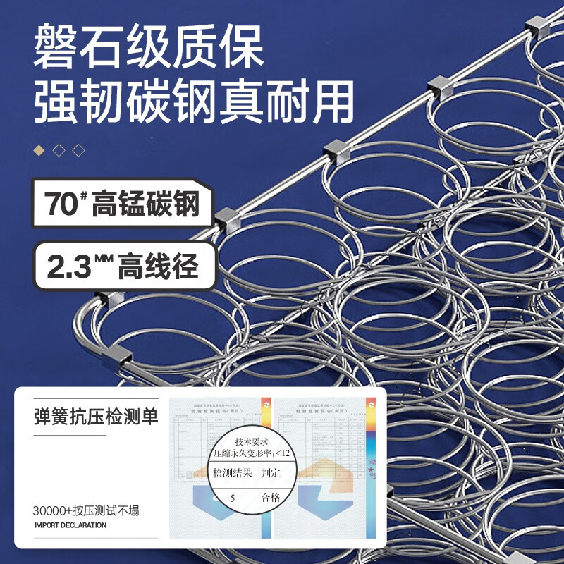 雅戈兰罗床垫 席梦思独立弹簧床垫 1.8x2米硬椰棕软乳胶 家用双人20cm厚垫 适中睡感20cm厚丨高锰精钢整网簧 1.8米×2米