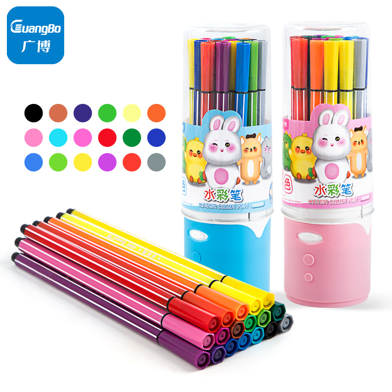 广博（GuangBo） 大容量18色水彩笔 幼儿涂鸦颜色六角杆笔儿童写字画画宝宝绘画笔画板学生文具 H02008