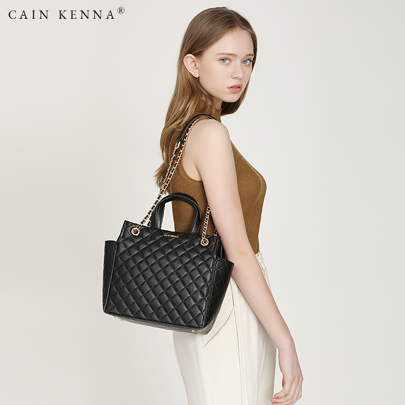 Cain Kenna CK1-201033女包手提包品牌单肩斜挎包软皮菱格包翅膀包2023新款 黑色