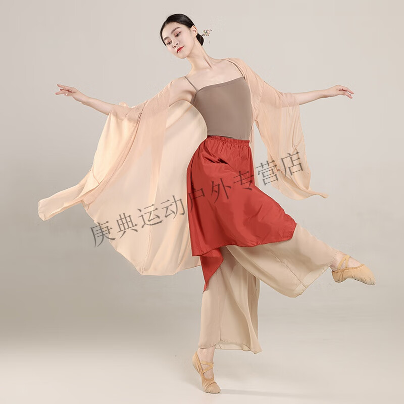 炫逐古典舞蹈演出服女仙气飘逸纱衣喇叭袖中国舞练功舞蹈演出表演服装 陌瑾(单上衣) S