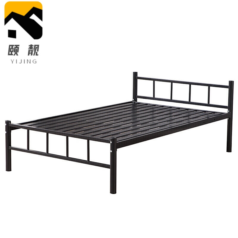 单人床家用学生宿舍床简约现代单人简易铁架床经济型 黑色1.5米宽*2米长铁板床 其他