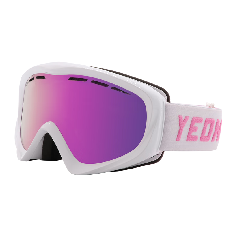 YEON儿童滑雪镜青少年滑雪镜女士双层柱面框架柔软防撞击防飞沫护目镜高清防雾Y6-N3100