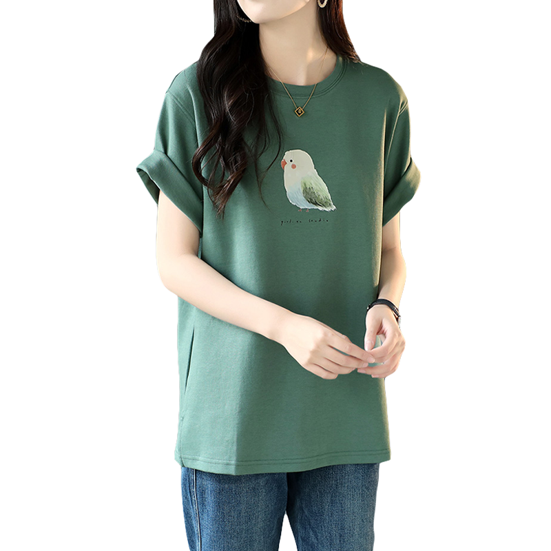 ɯ�ݶ���΢�ִ���Ůװ2024��װ��Ʒ�������ݰٴ�ӡ������T��Ů����18044 ��ɫ-С�� 4XL����180-200�ﴩ��